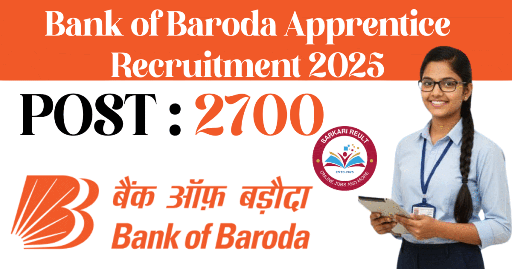 Bank of Baroda Apprentice Recruitment 2025, Bank of Baroda Apprentice Online Form 2025 (2700 Posts)
